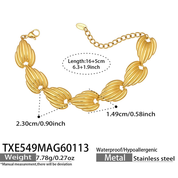 Wholesale Minimalist Electroplated Stainless Steel Geometric Watermelon Pattern Heart Jewelry Set For Women Necklace Bracelet Waist Chain
