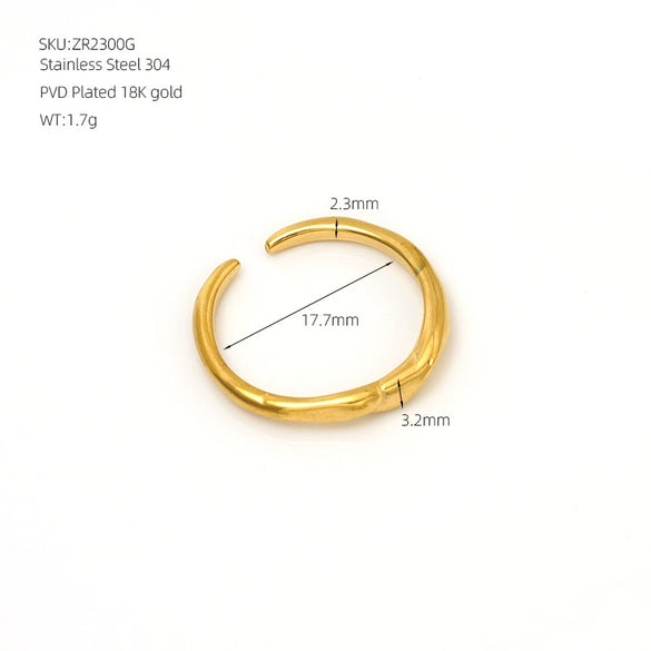 Wholesale Minimalist Electroplated Stainless Steel Jewelry Adjustable Open Ring With Irregular Geometric Lines For Women And Men