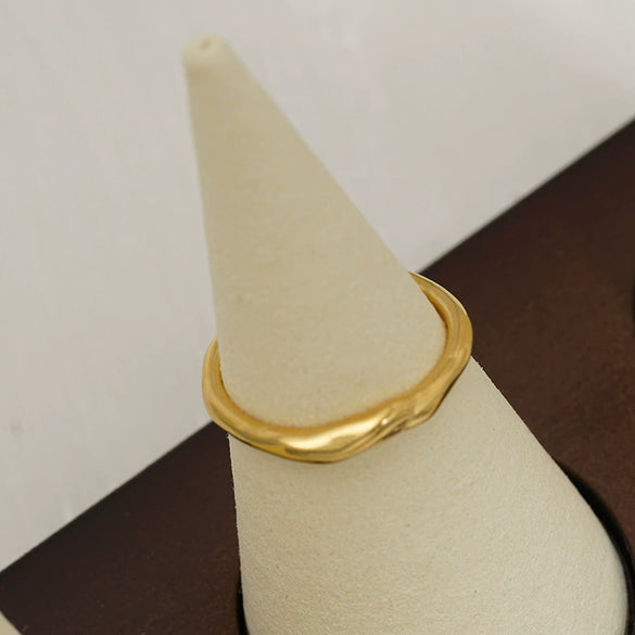Wholesale Minimalist Electroplated Stainless Steel Jewelry Adjustable Open Ring With Irregular Geometric Lines For Women And Men