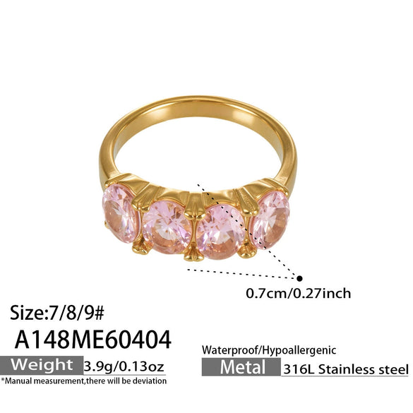 Wholesale Minimalist Elegant Geometric Zircon Stainless Steel 18K Gold Electroplated Ring For Women Light Luxury Jewelry