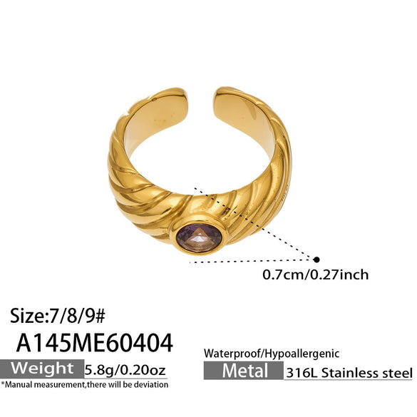 Wholesale Minimalist Elegant Geometric Zircon Stainless Steel 18K Gold Electroplated Ring For Women Light Luxury Jewelry