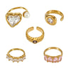 Wholesale Minimalist Elegant Geometric Zircon Stainless Steel 18K Gold Electroplated Ring For Women Light Luxury Jewelry