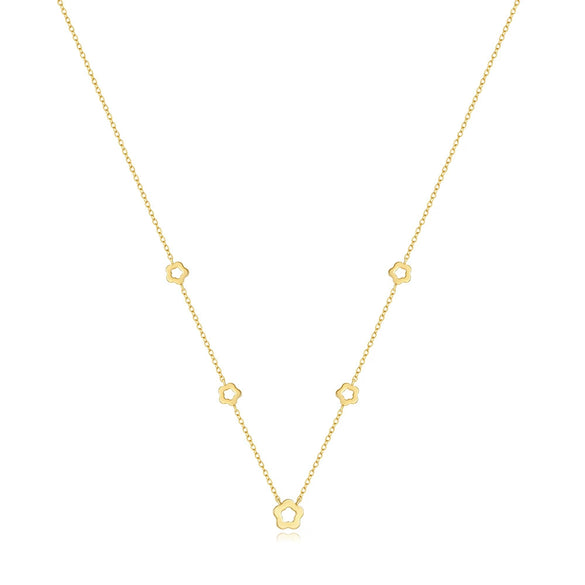 Wholesale Minimalist Fivepetal Flower Stacked Collarbone Necklace 925 Sterling Silver Ochain Electroplated For Women