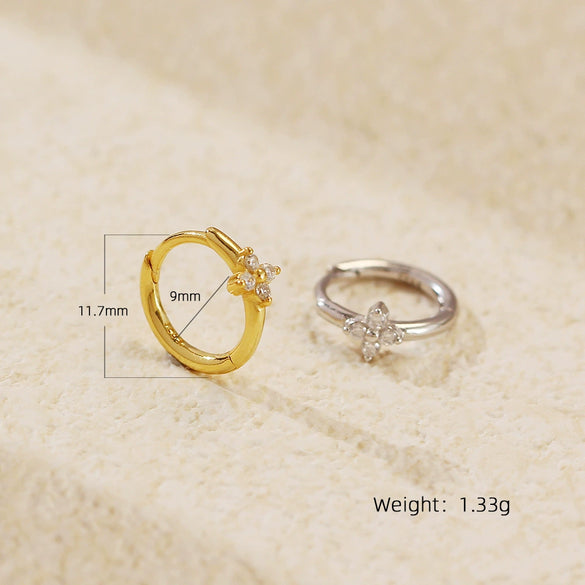 Wholesale Minimalist Fourleaf Clover Earring For Women S925 Silver With Electroplating