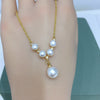 Wholesale Minimalist Freshwater Pearl Pendant Jewelry With Copper Accessories And Flat Round Bun Round Pearls