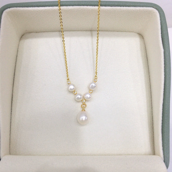Wholesale Minimalist Freshwater Pearl Pendant Jewelry With Copper Accessories And Flat Round Bun Round Pearls