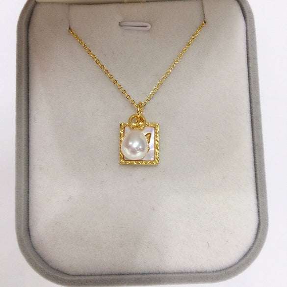 Wholesale Minimalist Freshwater Pearl Pendant Jewelry With Square And Butterfly Design Copper Accessories Rice And Droplet Shape Pearls