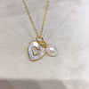 Wholesale Minimalist Freshwater Pearl Pendant Necklace With Copper Accessories Microinlaid Zircon Love Sea Shell Shape