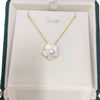 Wholesale Minimalist Freshwater Pearl Pendant Necklace With Copper Accessory And 18K Gold Chain Flat Round And Bun Round Pearl Shapes