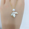 Wholesale Minimalist Freshwater Pearl Pendant Necklace With Frosted Paint Gradient Leaf Design Copper Accessory And Flat Roundbun Round Pearls