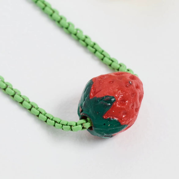 Wholesale Minimalist Fruit Pattern Titanium Steel Necklace With Banana Strawberry Mushroom Pendant And Electroplating Design