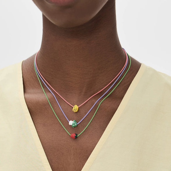 Wholesale Minimalist Fruit Pattern Titanium Steel Necklace With Banana Strawberry Mushroom Pendant And Electroplating Design