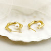 Wholesale Minimalist Geometric Bamboo Pearl Earrings Stainless Steel 14K Gold Plated