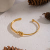 Wholesale Minimalist Geometric Cold Style Twisted Plain Stainless Steel Electroplated Jewelry Ring Bracelet