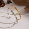 Wholesale Minimalist Geometric Cold Style Twisted Plain Stainless Steel Electroplated Jewelry Ring Bracelet