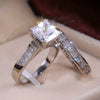 Wholesale Minimalist Geometric Copper Couple Ring Inlaid With Zirconia Jewelry