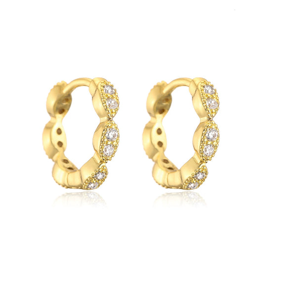 Wholesale Minimalist Geometric Copper Electroplated Real Gold Microinlaid Zircon Earrings For Women