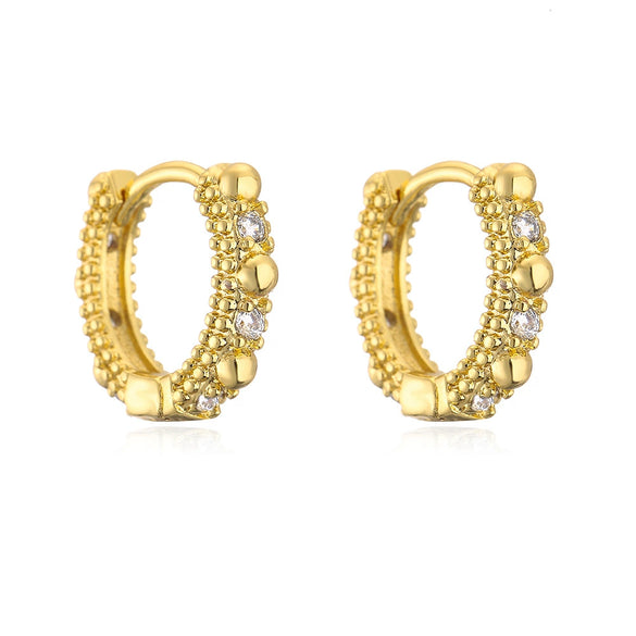 Wholesale Minimalist Geometric Copper Electroplated Real Gold Microinlaid Zircon Earrings For Women
