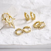 Wholesale Minimalist Geometric Copper Electroplated Real Gold Microinlaid Zircon Earrings For Women