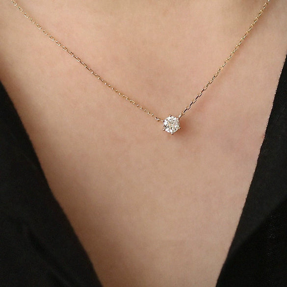 Wholesale Minimalist Geometric Copper Inlaid Single Diamond Clavicle Necklace For Women
