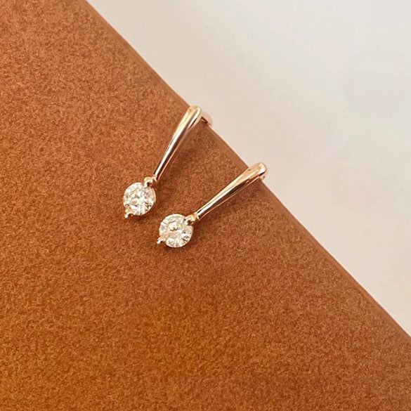 Wholesale Minimalist Geometric Copper Inlaid Zirconia Women's Earrings