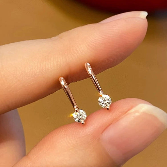 Wholesale Minimalist Geometric Copper Inlaid Zirconia Women's Earrings