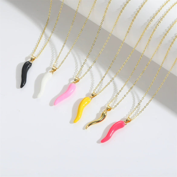 Wholesale Minimalist Geometric Copper O Chain Women's Necklace With Multicolor Pepper Pendant And Mixed Gemstone Inlay Dripping Oil Design