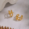 Wholesale Minimalist Geometric Cshaped Stainless Steel Real Gold Plated Ear Clips Jewelry For Women