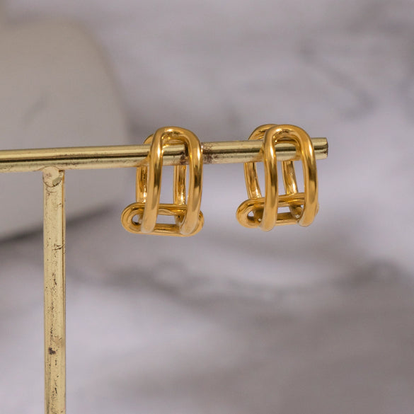 Wholesale Minimalist Geometric Cshaped Stainless Steel Real Gold Plated Ear Clips Jewelry For Women