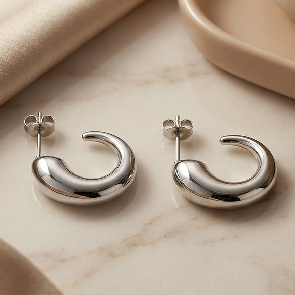 Wholesale Minimalist Geometric Cshaped Stainless Steel Vacuum Electroplated Unisex Earrings
