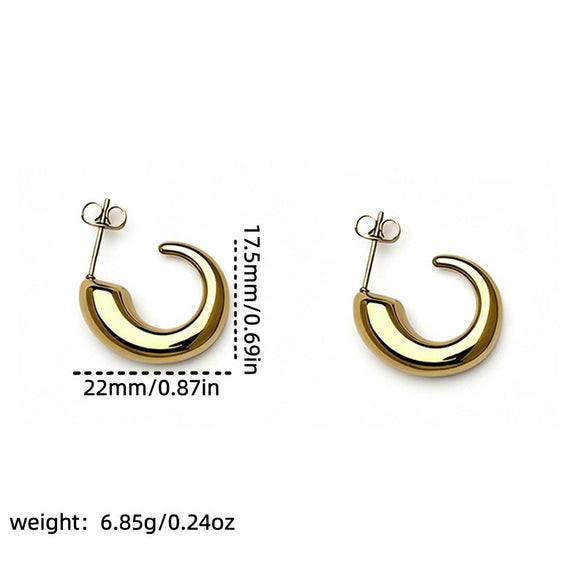 Wholesale Minimalist Geometric Cshaped Stainless Steel Vacuum Electroplated Unisex Earrings