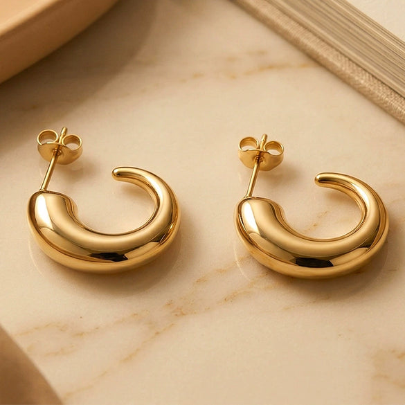 Wholesale Minimalist Geometric Cshaped Stainless Steel Vacuum Electroplated Unisex Earrings