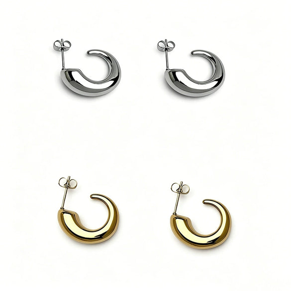 Wholesale Minimalist Geometric Cshaped Stainless Steel Vacuum Electroplated Unisex Earrings