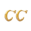 Wholesale Minimalist Geometric Cshaped Zircon Inlaid Stainless Steel Earrings With 18K Real Gold Plating For Women