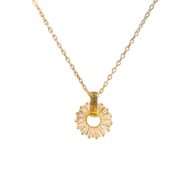 Wholesale Minimalist Geometric Doublering Titanium Steel And Copper Inlaid With Zircon Necklace For Women Light Luxury Style