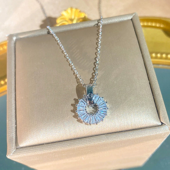 Wholesale Minimalist Geometric Doublering Titanium Steel And Copper Inlaid With Zircon Necklace For Women Light Luxury Style