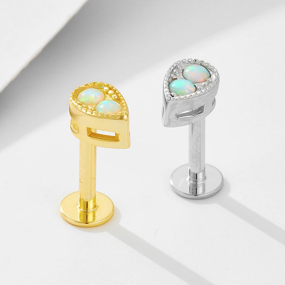 Wholesale Minimalist Geometric Drop Shape S925 Silver Opal Inlaid Earrings For Women