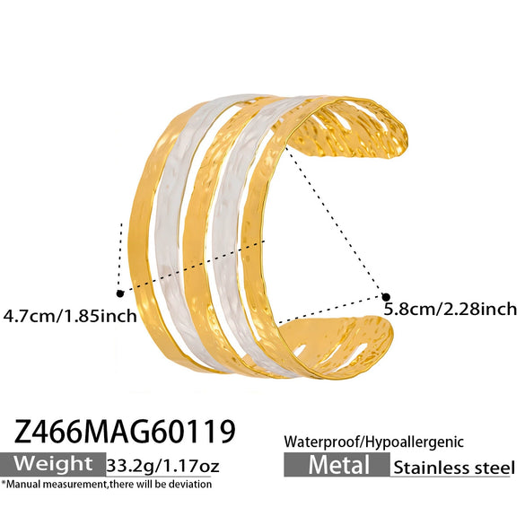 Wholesale Minimalist Geometric Enamel Oil Drip Open Bracelet Set Stainless Steel 18K Gold Plated Accessories