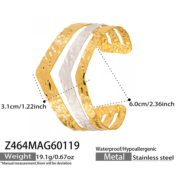 Wholesale Minimalist Geometric Enamel Oil Drip Open Bracelet Set Stainless Steel 18K Gold Plated Accessories