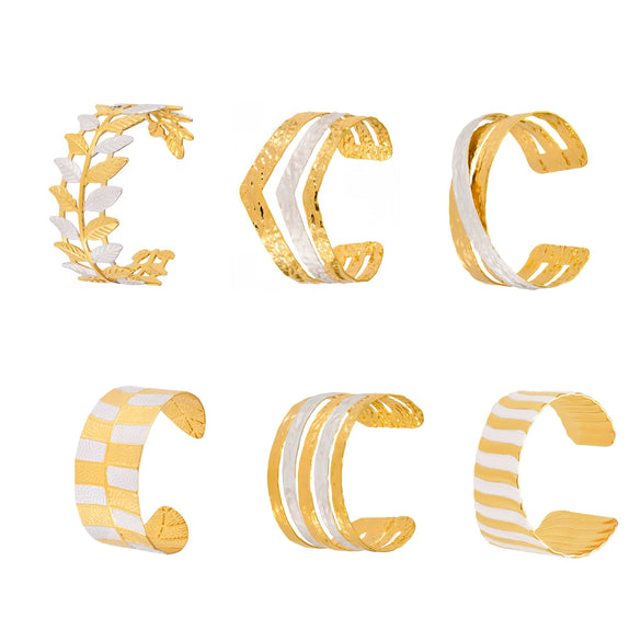 Wholesale Minimalist Geometric Enamel Oil Drip Open Bracelet Set Stainless Steel 18K Gold Plated Accessories