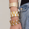 Wholesale Minimalist Geometric Enamel Oil Drip Open Bracelet Set Stainless Steel 18K Gold Plated Accessories