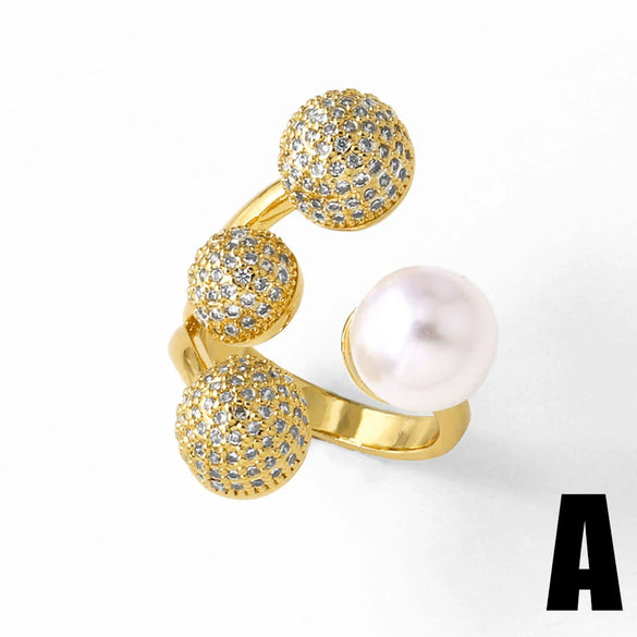 Wholesale Minimalist Geometric Four Leaf Clover Opening Ring For Women Copper 18K Gold Plated