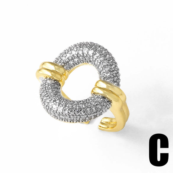 Wholesale Minimalist Geometric Four Leaf Clover Opening Ring For Women Copper 18K Gold Plated