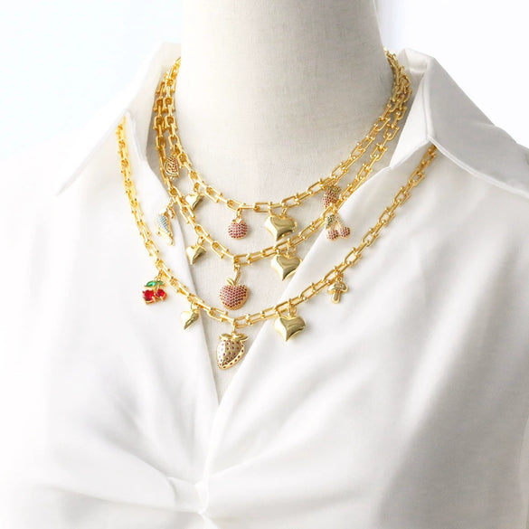 Wholesale Minimalist Geometric Heart Pendant Goldplated Copper Necklace For Women