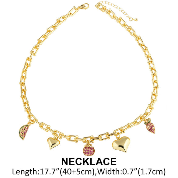 Wholesale Minimalist Geometric Heart Pendant Goldplated Copper Necklace For Women