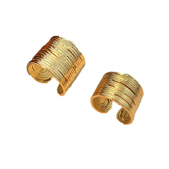 Wholesale Minimalist Geometric Heart Shape Stainless Steel Electroplated Opening Adjustable Ring