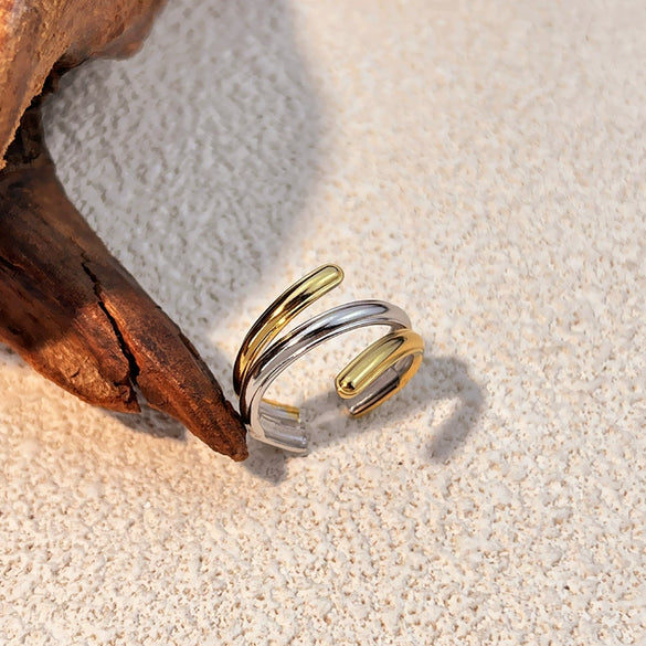 Wholesale Minimalist Geometric Heart Shape Stainless Steel Ring With Electroplating For Unisex