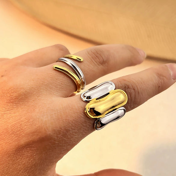 Wholesale Minimalist Geometric Heart Shape Stainless Steel Ring With Electroplating For Unisex