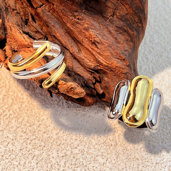Wholesale Minimalist Geometric Heart Shape Stainless Steel Ring With Electroplating For Unisex