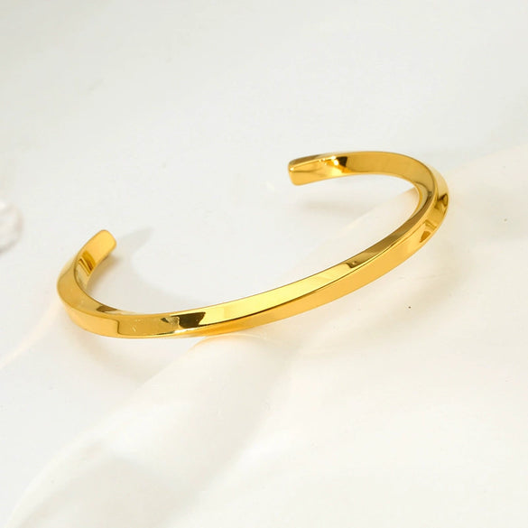 Wholesale Minimalist Geometric 18K Gold Plated Stainless Steel Open Bracelet For Women